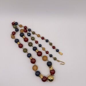Signed LCI Liz Claiborne Multi Colored Bead goldtone 30"
Necklace EUC VTG